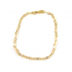 14Kt Yellow Gold Flat Diamond Cut & Corrugated Infinity Links Bracelet (1.40gr)